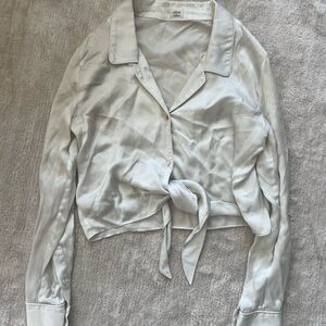 Wilfred Cream Satin Button-Down Shirt